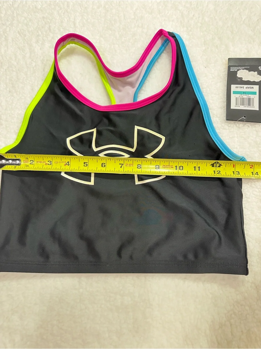 Girl’s Under Armour Black Two-Piece Swim Set with Neon Trim